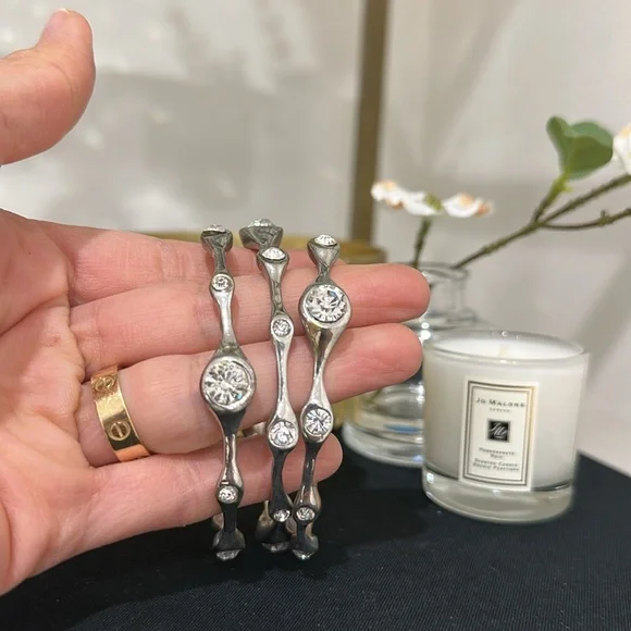Silver Rhinestone Bangles - Picture 4 of 8